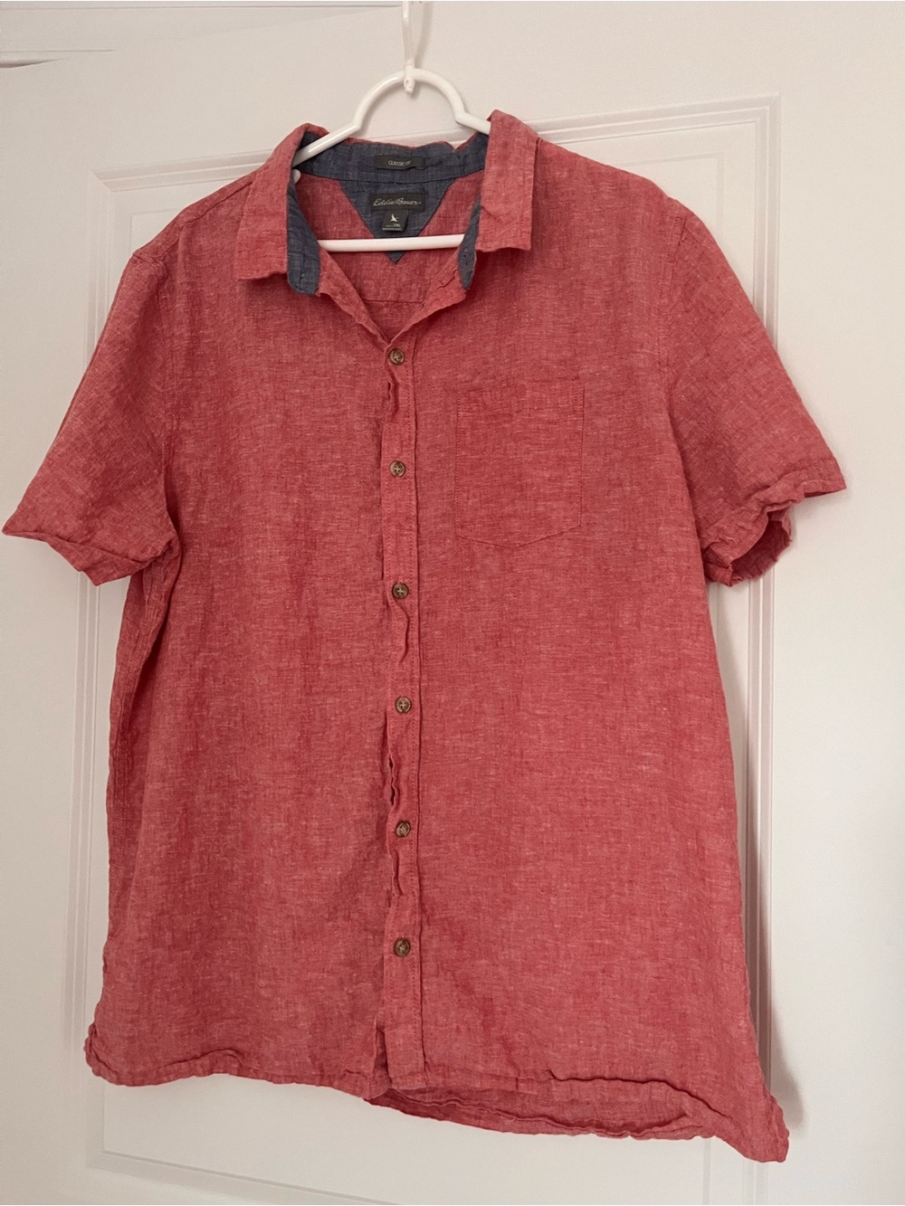Men’s Eddie Bauer Button Down Short-Sleeved Red Shirt - 3XL - Like New